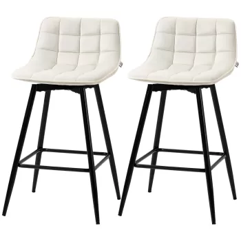 HOMCOM Set de 2 scaune de bar cu spatar si suport pentru picioare, scaune inalte tapitate in stil nordic | AOSOM RO imagine