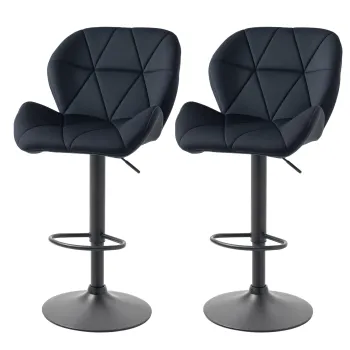 HOMCOM Set de 2 scaune de bar rotative, reglabile in inaltime, tapitate cu catifea si spuma neagra 51,5 x 57,5 x 93-114,5 cm | Aosom Romania imagine