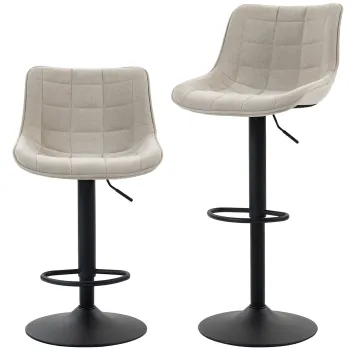 HOMCOM Set de 2 Scaune de Bar rotative si Reglabile, Alb Crem | Aosom Romania imagine