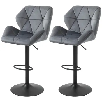 HOMCOM Set de 2 Scaune de Bar Sau Bucatarie cu Design Geometric, Gri | Aosom Romania imagine