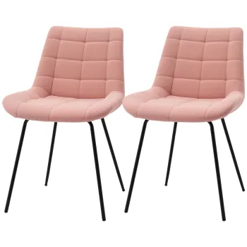 HOMCOM Set de 2 Scaune de Dining Scaune Accent Scaune de Bucatarie, Design Retro, Aspect de Catifea, 50 cm x 61 cm x 79 cm, Roz | Aosom Romania imagine