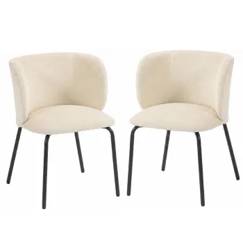 HOMCOM Set de 2 scaune de dining tapitate din chenille, spatar infasurator, sarcina 120 kg, 57 x 58 x 77 cm, Bej | Aosom Romania imagine