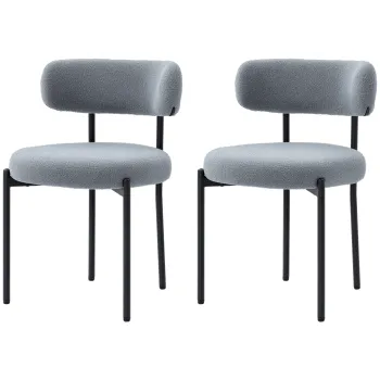 HOMCOM Set de 2 scaune de masa cu spatar din material picioare din otel 51 x 51 x 76 cm gri | Aosom Romania imagine