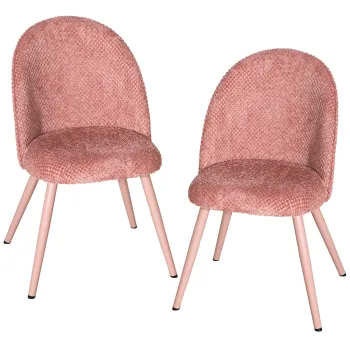 HOMCOM Set de 2 Scaune de Pranzo Moderne si Capitonate, Roz | Aosom Romania imagine