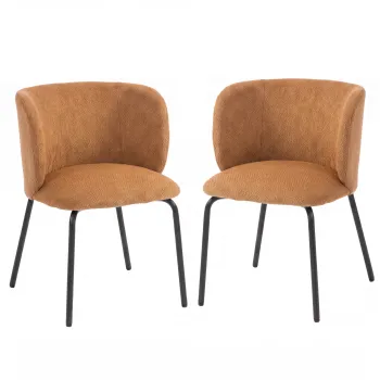 HOMCOM Set de 2 Scaune de Sufragerie Tapitate in Chenille, Spatar Inconjurator, Sarcina 120 kg, 57 x 58 x 77 cm, Portocaliu | Aosom Romania imagine