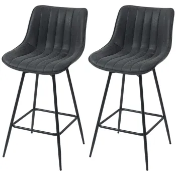 HOMCOM Set de 2 scaune inalte, scaune rotative 68 cm cu spatar pentru insula de bucatarie, sufragerie, Negru | Aosom Romania imagine