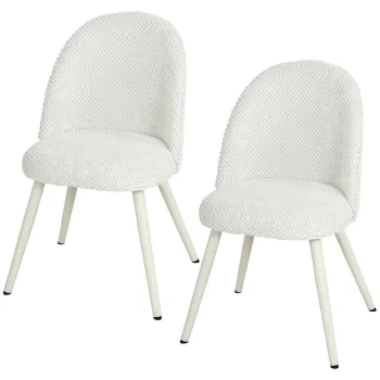 HOMCOM Set de 2 Scaune Moderne si Capitonate de Sufragerie, Alb | Aosom Romania imagine