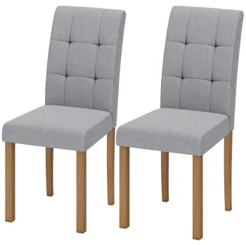 HOMCOM Set de 2 scaune pentru sufragerie, scaun de bucatarie modern cu sezut captusit din tesatura cu aspect de in, gri deschis | Aosom Romania imagine