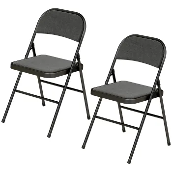 HOMCOM Set de 2 scaune pliante pentru sufragerie, portabile, cadru din otel dim. 45l x 46P x 78H cm negru | Aosom Romania imagine