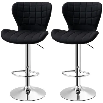 HOMCOM Set de 2 Taburete de Bar Design Contemporan Inaltime de sezut reglabila 59-81 cm rotative 360? In Negru | Aosom Romania imagine