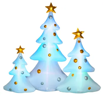 HOMCOM Set de 3 brazi de Craciun gonflabili, incl. suflanta, interior si exterior, incl. materiale de fixare, Alb+Auriu | Aosom Romania imagine