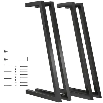 HOMCOM Set de 4 picioare patrate industriale pentru masa pentru mobila cu picioare reglabile 43x3x72 cm Negru | Aosom Romania imagine