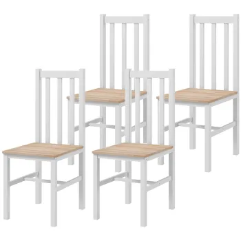 HOMCOM Set de 4 scaune de bucatarie, Scaune de masa Scaune de living, Lemn masiv, design modern, 38,5 cm x 47,5 cm x 99 cm, Natural | Aosom Romania imagine