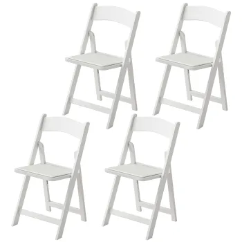 HOMCOM Set de 4 scaune pliabile din rasina si PU, scaune portabile pentru interior si exterior, 45x44x78cm, alb | Aosom Romania imagine