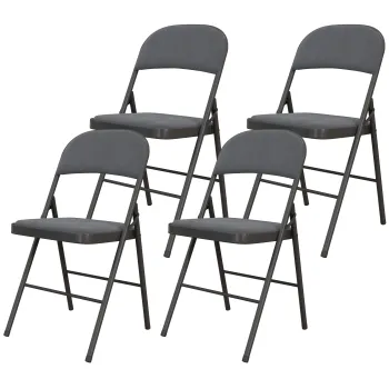 HOMCOM Set de 4 scaune pliante si portabile pentru interior, cu sezut si spatar tapitate in catifea, cadru din otel, gri inchis | Aosom Romania imagine