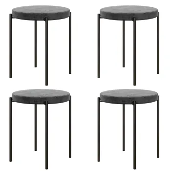 HOMCOM Set de 4 taburete de bucatarie, empilabile, stil catifea, pana la 100 kg, cadru din otel, 41,5 x 41,5 x 46 cm, Gri inchis | Aosom Romania imagine