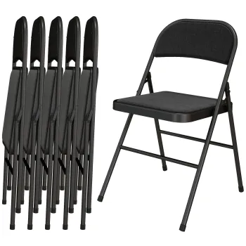 HOMCOM Set de 6 scaune pliante pentru dining scaune portabile cadru din otel 45 x 46 x 78 cm negru | Aosom Romania imagine