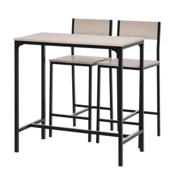 HOMCOM Set de Bar Bartisch cu 2 Taburete cu Spatar inalt pentru Bucatarie, Natural | Aosom Romania imagine