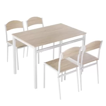 HOMCOM Set de Masa cu 4 Scaune din Metal si MFD, mobilier pentru bucatarie | AOSOM RO imagine