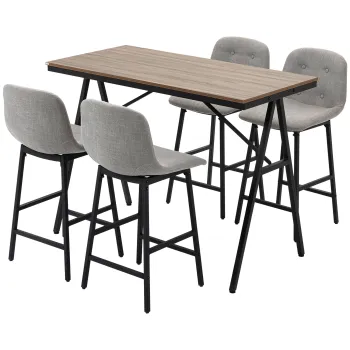 HOMCOM Set de Masa de Bar cu Scaune in Design Industrial, Topping Subtire, 120 cm x 60 cm x 91 cm, Gri deschis | Aosom Romania imagine
