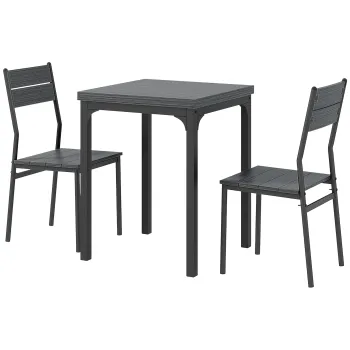 HOMCOM Set dining 3 piese, set masa, 1 masa, 2 scaune, MDF+metal, Gri | Aosom Romania imagine