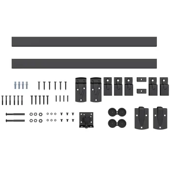 HOMCOM Set feronerie usi glisante pentru sarcina mare 244 cm Negru pentru usi simple | Aosom Romania imagine