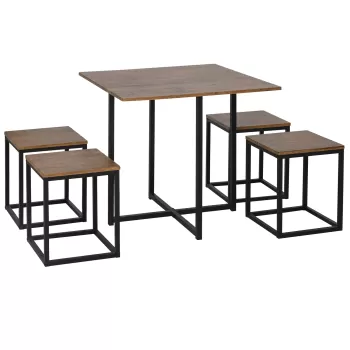 HomCom Set masa si scaune, stil industrial, set de masa pentru bucatarie | AOSOM RO imagine