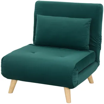 HOMCOM Sezlong cu functie de dormit, Fotoliu pliabil de relaxare in aspect de catifea, Spatar reglabil, suporta pana la 120 kg, Verde inchis | Aosom Romania imagine