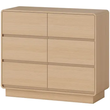 HOMCOM Sideboard 100 cm, bufet cu 6 sertare, comoda pentru bucatarie, living, dining, lemn natural | Aosom Romania imagine