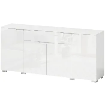 HOMCOM Sideboard lucios, bufet modern cu 4 usi si rafturi reglabile, dulap de bucatarie cu Soft-Close, alb | Aosom Romania imagine