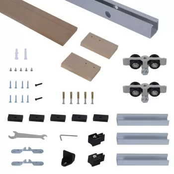 HOMCOM sina cu set de accesorii pentru usi glisante din lemn rustic imagine