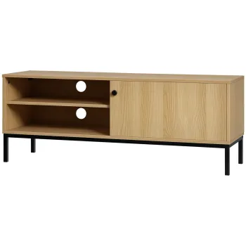 HOMCOM Stand TV max. 50 inch 3 compartimente 2 pasaje pentru cabluri cu usa culisanta - dim. 120L x 39,5l x 46H cm | Aosom Romania imagine