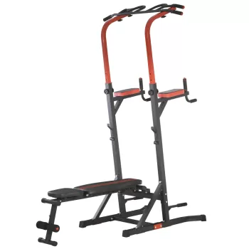 HOMCOM Statie Pliabila si Multifunctionala pentru Antrenament din Otel cu Bara de Tractiune si Scaun Roman, 108x178x202-238cm imagine