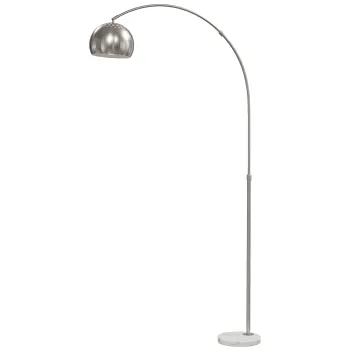 HOMCOM Stehlampe, Bogen-Design mit Marmorsockel, 167 cm, Silber | Aosom Romania imagine