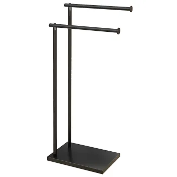 HOMCOM Suport de Podea pentru Prosoape cu 2 Brate, Suport pentru Prosoape de Baie din Metal, 35,5x20x78 cm, Negru | Aosom Romania imagine