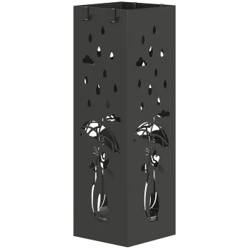 HOMCOM Suport patrat pentru umbrele cu tava, 15.5x15.5x49 cm, Negru | Aosom Romania imagine