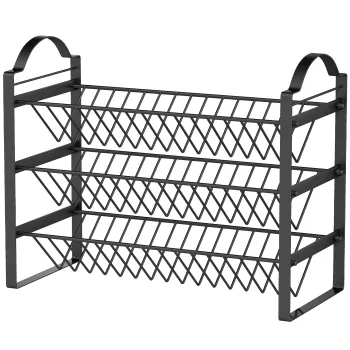 HOMCOM Suport pentru Condimente de Bucatarie cu 3 Nivele, Organizator Salvaspatiu cu Rafturi Inclinate din Metal, Montaj Usor, Negru | Aosom Romania imagine
