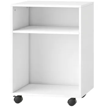 HOMCOM Suport pentru imprimanta Masa pentru imprimanta cu 2 rafturi deschise roti cu frana pentru birou Acasa Fax Scanner 40 x 35 x 56 cm Alb | Aosom Romania imagine