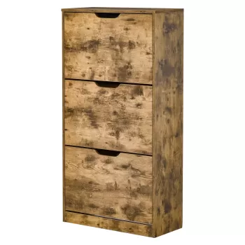 HOMCOM Suport pentru Pantofi cu Economisire de spatiu, 3 Usi cu Polite Reglabile pentru 12-18 Pantofi, din Lemn, 62,5x26x117,5cm imagine