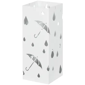 HOMCOM Suport pentru Umbrele din Metal cu 4 Carlige, Suport pentru Umbrele cu Design Modern, 15,5x15,5x41 cm, Alb | Aosom Romania imagine