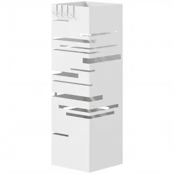 HOMCOM Suport pentru umbrele metalic cu 4 carlige si tava colectoare detasabila pentru hol, birou 15,5x15,5x49 cm Alb | Aosom Romania imagine