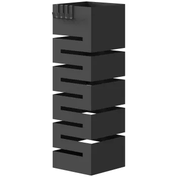 HOMCOM Suport umbrele, stativ metalic pentru umbrele, suport freestanding pentru umbrele cu carlige si tava de scurgere, capacitate 8 umbrele, negru | Aosom Romania imagine