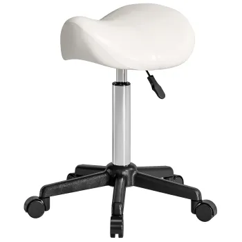 HOMCOM Taburet cu roti, scaun de lucru cu inaltime reglabila 45-57 cm si sa ergonomica, 48x47x45-57cm, alb | Aosom Romania imagine