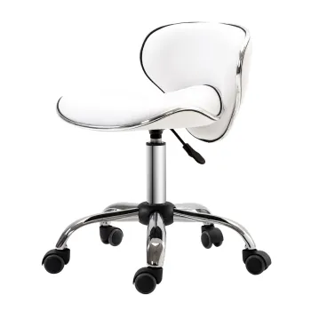 HOMCOM Taburet cu roti, taburet de lucru cu inaltime reglabila 44-56 cm si spatar, pivotant 360?, alb | Aosom Romania imagine