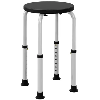 HOMCOM Taburet de Dus reglabil in Inaltime sezut de Dus Ergonomic Picioare antiderapante Capacitate Max. 136 Kg aluminiu HDPE Negru | Aosom Romania imagine