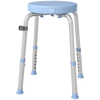 HOMCOM Taburet de Dus Rotativ, 5 Inaltimi Reglabile, Antiderapant, din Aliaj de Aluminiu, 136 kg, Albastru Deschis | Aosom Romania imagine