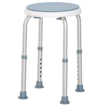 HOMCOM Taburet de dus scaun de dus antiderapant taburet de baie inaltime reglabil pivotant la 360? din aluminiu | Aosom Romania imagine