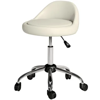 HOMCOM Taburet de lucru rotativ cu role, reglabil pe inaltime, 50 cm x 50 cm x 83 cm, Alb | Aosom Romania imagine