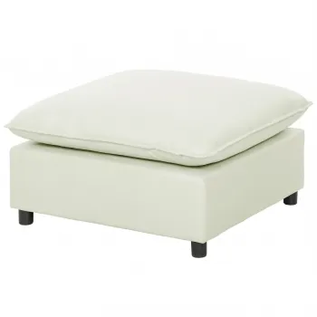 HOMCOM Taburet pentru picioare Ottoman din stofa moderna cu picioare din plastic pentru living si dormitor, 75 cm, crem | Aosom Romania imagine