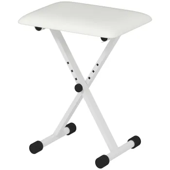 HOMCOM Taburet pian pliabil, banc reglabil pe inaltime, sezut tapitat PU, 39 x 29 x 37-47 cm, alb | Aosom Romania imagine